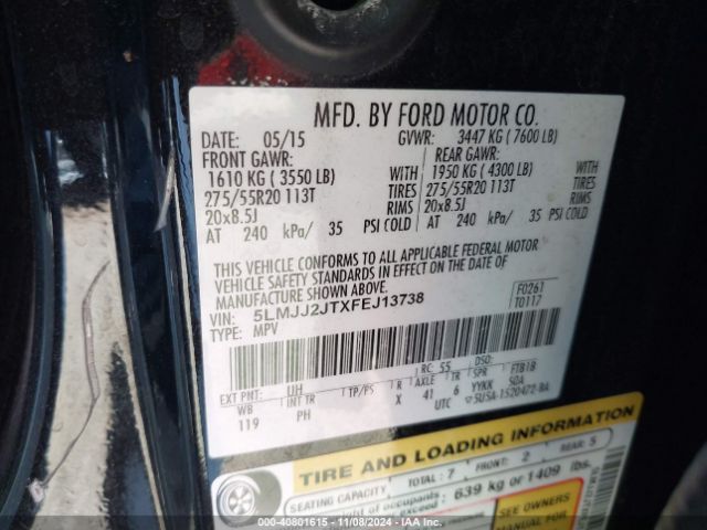 5LMJJ2JTXFEJ13738 Lincoln Navigator