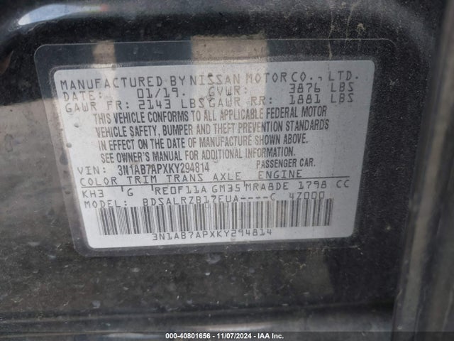 Nissan SENTRA SR 2019 3N1AB7APXKY294814 Image 9