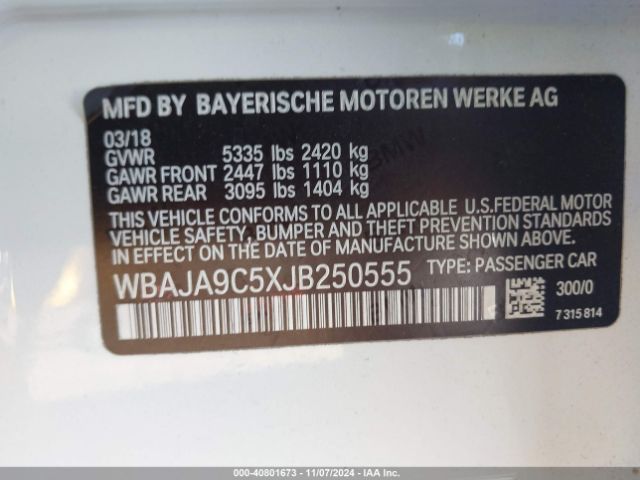 WBAJA9C5XJB250555 BMW 530e Iperformance