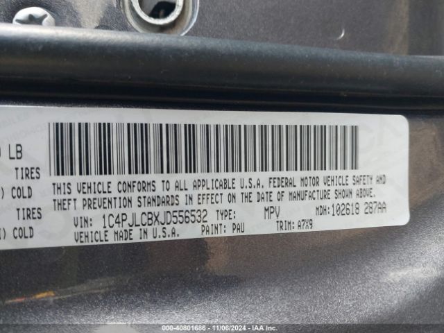 1C4PJLCBXJD556532 Jeep Cherokee Latitude Fwd