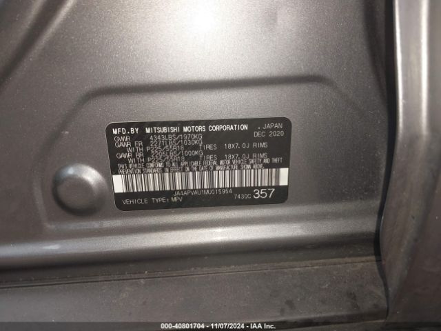JA4APVAU1MU015954 Mitsubishi Outlander Sport 2.0 Se 2wd