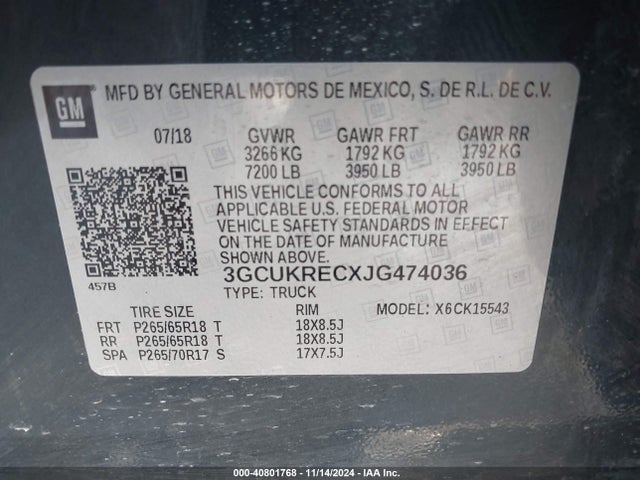Chevrolet Silverado 1500 2lt 2018 3GCUKRECXJG474036 Image 9