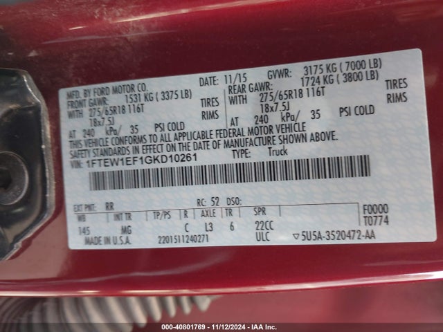 Ford F-150 Xlt 2016 1FTEW1EF1GKD10261 Image 9