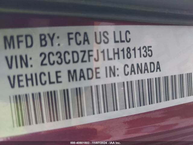 Dodge Challenger R/t Scat Pack 2020 2C3CDZFJ1LH181135 Image 9