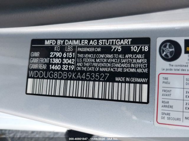 WDDUG8DB9KA453527 Mercedes-Benz S 560