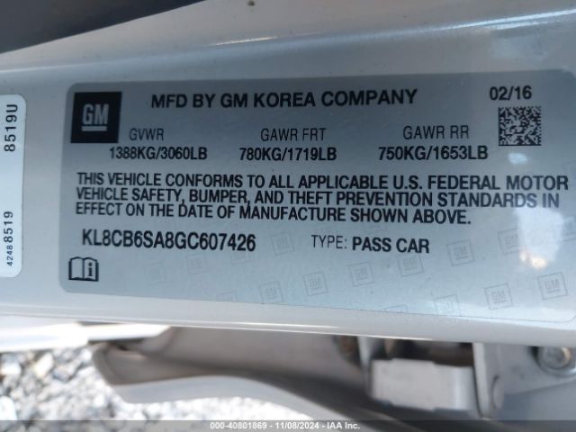 KL8CB6SA8GC607426 Chevrolet Spark Ls Cvt
