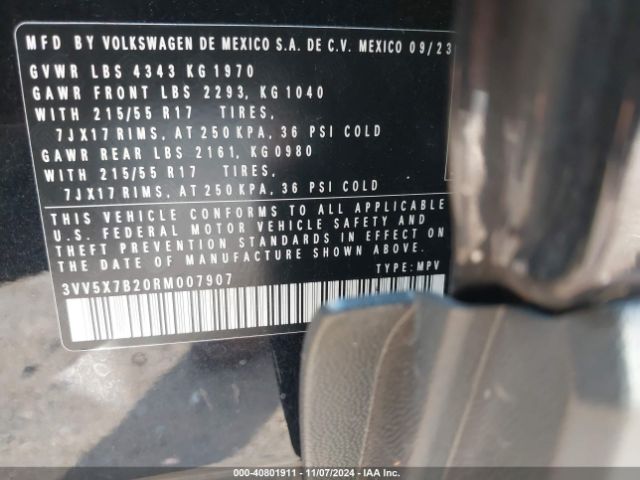 3VV5X7B20RM007907 Volkswagen Taos 1.5t S