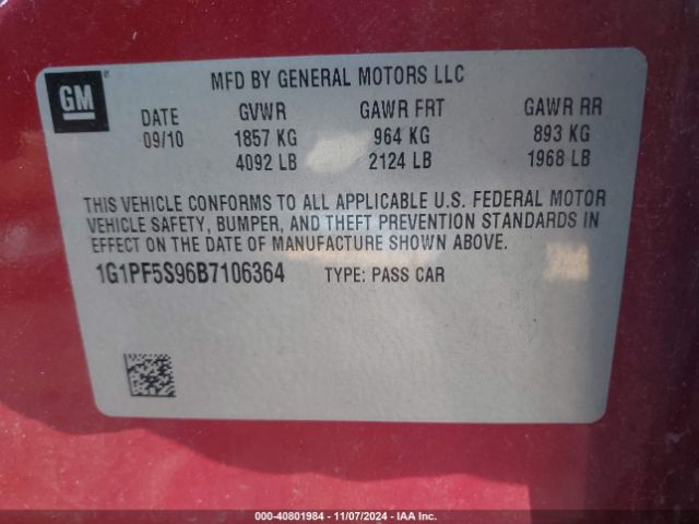 2011 CHEVROLET CRUZE 1G1PF5S96B7106364 Photo 8