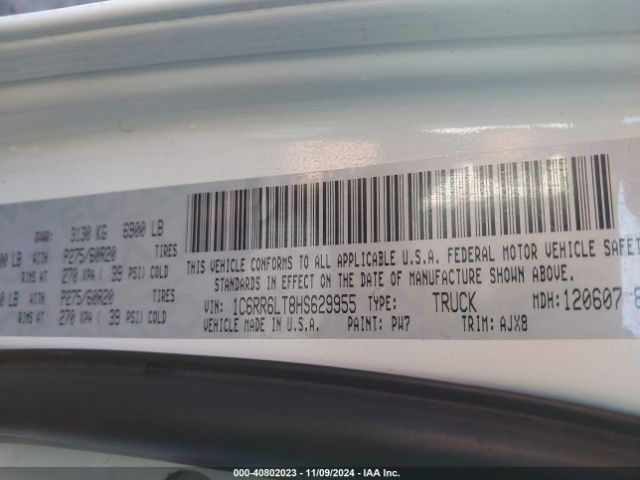 1C6RR6LT8HS629955 RAM 1500 Lone Star Silver  4x2 5'7 Box