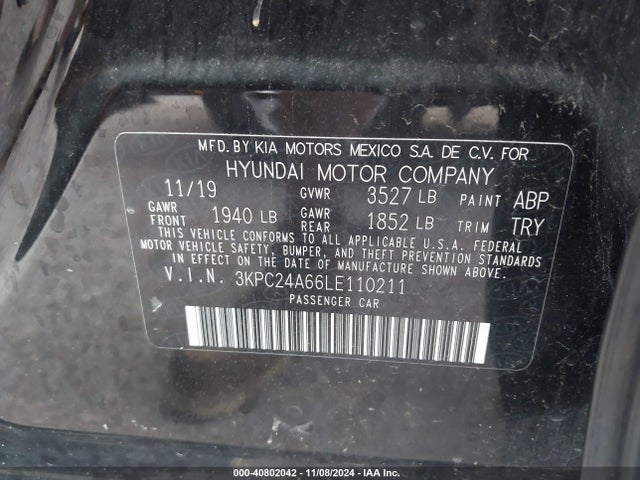 Hyundai ACCENT SE 2020 3KPC24A66LE110211 Image 9