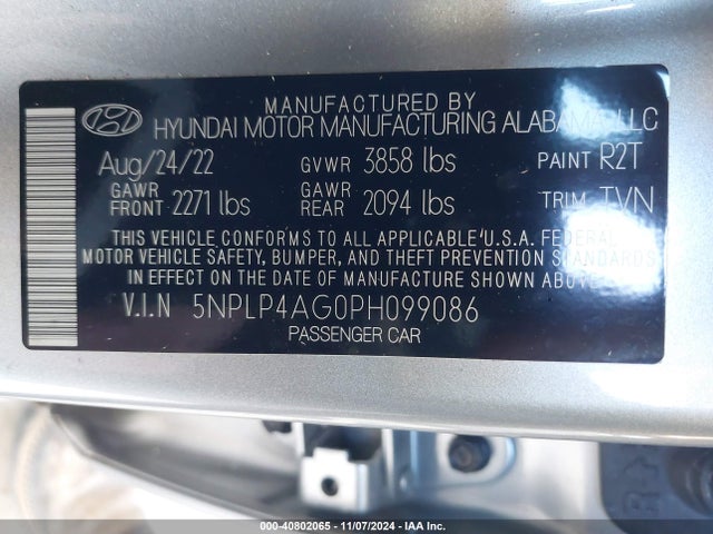 Hyundai Elantra Limited 2023 5NPLP4AG0PH099086 Image 9
