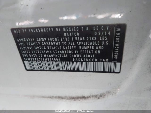 3VW2K7AJ5FM354604 Volkswagen Jetta 2.0l S