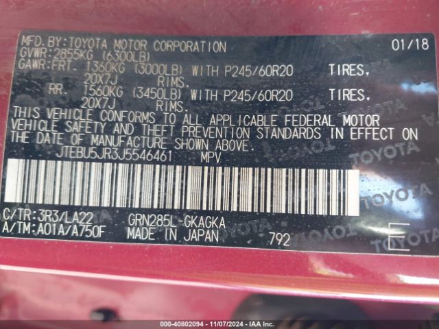 JTEBU5JR3J5546461 Toyota 4runner Limited