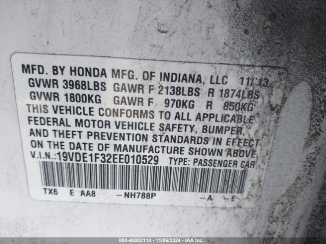 19VDE1F32EE010529 Acura Ilx 2.0l