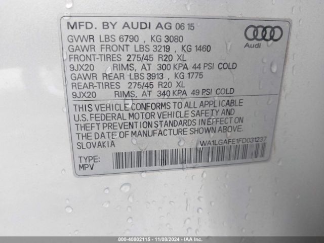 WA1LGAFE1FD031237 Audi Q7 3.0t Premium