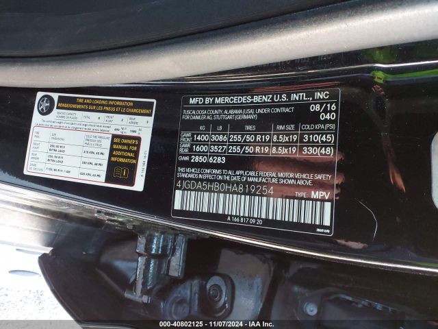 4JGDA5HB0HA819254 Mercedes-Benz Gle 350 4matic