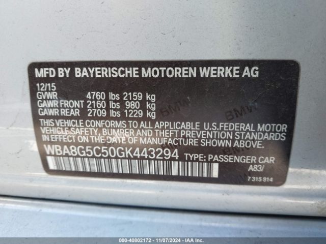 WBA8G5C50GK443294 BMW 328i Xdrive