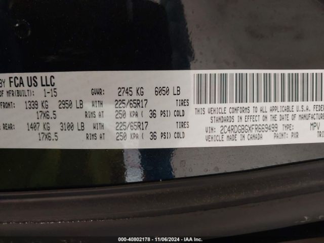 2C4RDGBGXFR669499 Dodge Grand Caravan Se Plus