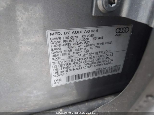 WA1LAAF79HD008049 Audi Q7 3.0t Premium