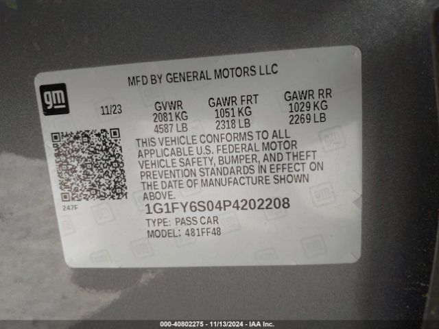1G1FY6S04P4202208 Chevrolet Bolt Euv Fwd Lt
