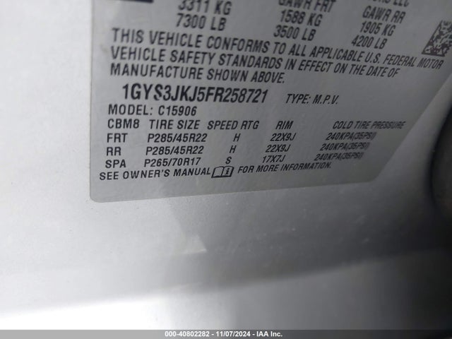 2015 CADILLAC ESCALADE ESV 1GYS3JKJ5FR258721 Photo 8