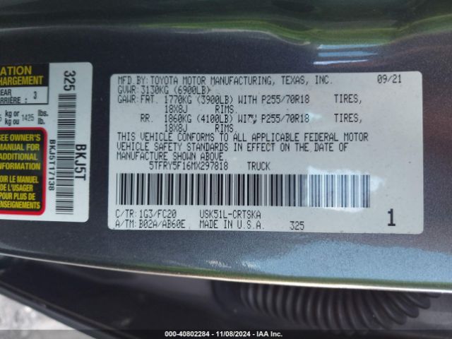 5TFRY5F16MX297818 Toyota Tundra Sr5