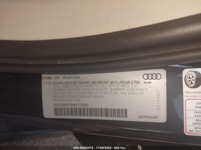 WAUG8AFC8HN073689 Audi A6 2.0t Premium