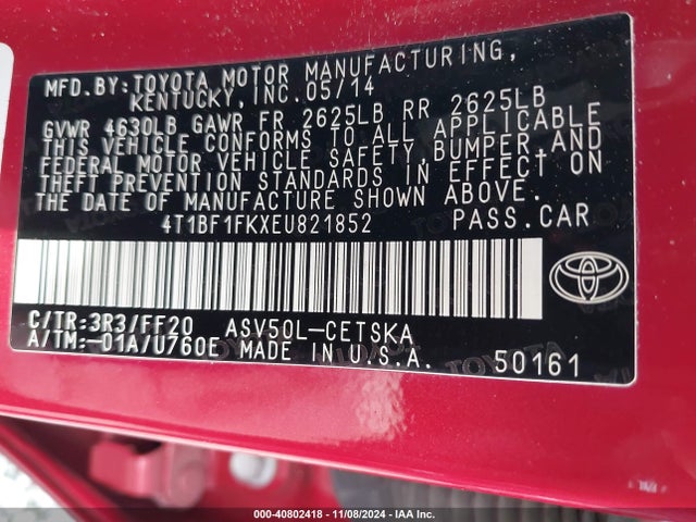 Toyota CAMRY SE 2014 4T1BF1FKXEU821852 Image 9