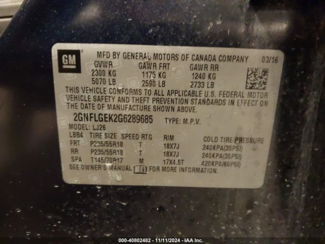 2GNFLGEK2G6289685 Chevrolet Equinox Ltz