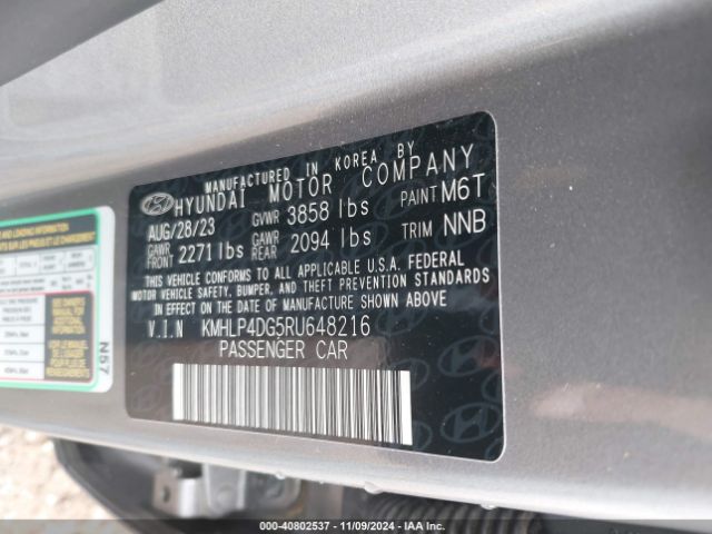 KMHLP4DG5RU648216 Hyundai Elantra Limited