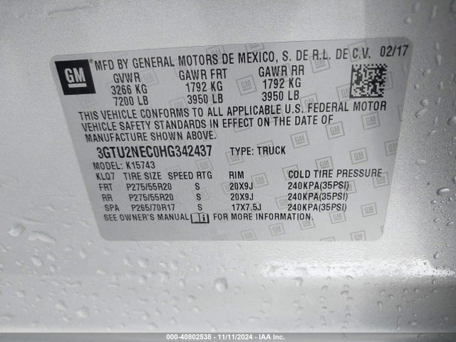 GMC Sierra 1500 Slt 2017 3GTU2NEC0HG342437 Image 9