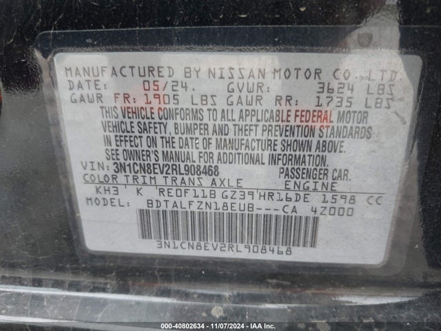 Nissan Versa 1.6 Sv 2024 3N1CN8EV2RL908468 Image 9