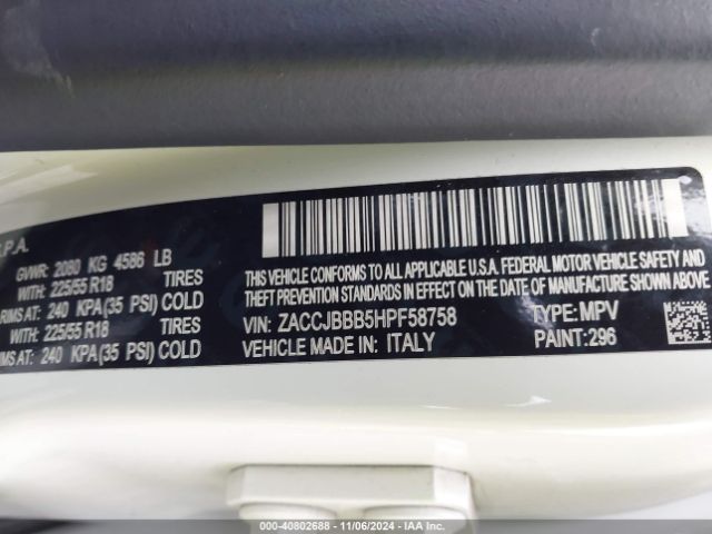 ZACCJBBB5HPF58758 Jeep Renegade Latitude 4x4