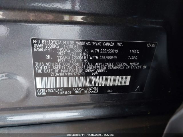 2T3A1RFV1MC171710 Toyota Rav4 Xle Premium