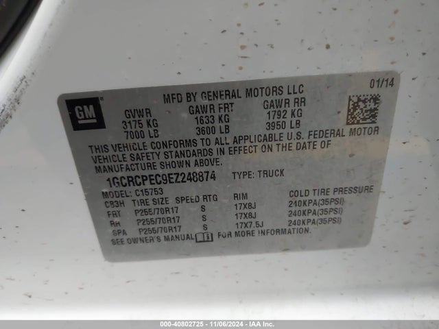 1GCRCPEC9EZ248874 Chevrolet Silverado 1500 Work Truck 2wt