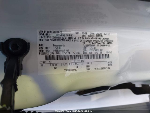 1FADP5AU7JL104700 Ford C-max Hybrid Se