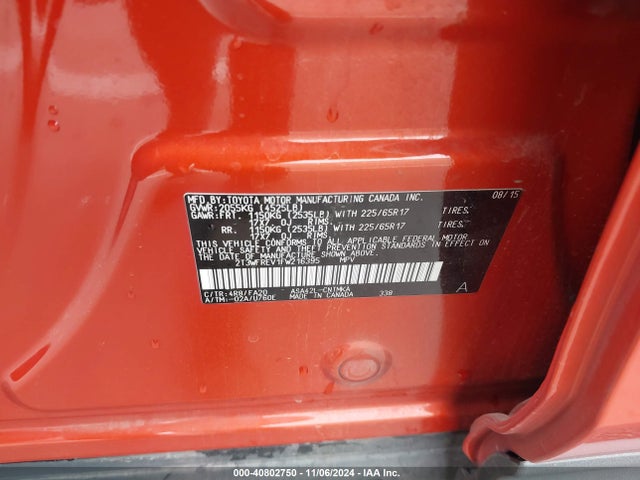 Toyota Rav4 Xle 2015 2T3WFREV1FW216395 Image 9