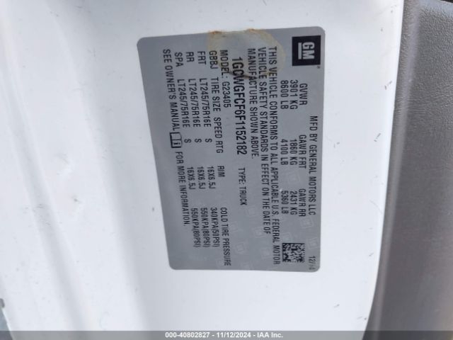 1GCWGFCF6F1152182 Chevrolet Express 2500 Work Van