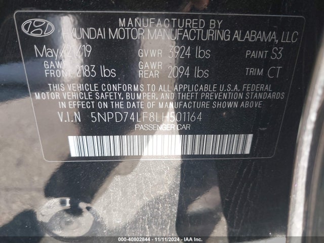 Hyundai ELANTRA SE 2020 5NPD74LF8LH501164 Image 9