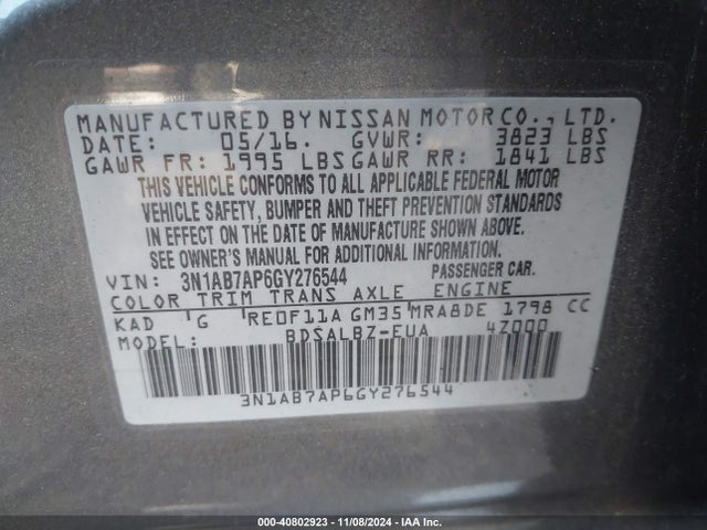 Nissan Sentra 2016 3N1AB7AP6GY276544 Image 21