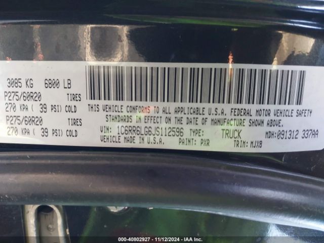 1C6RR6LG6JS112596 RAM 1500 Big Horn  4x2 5'7 Box