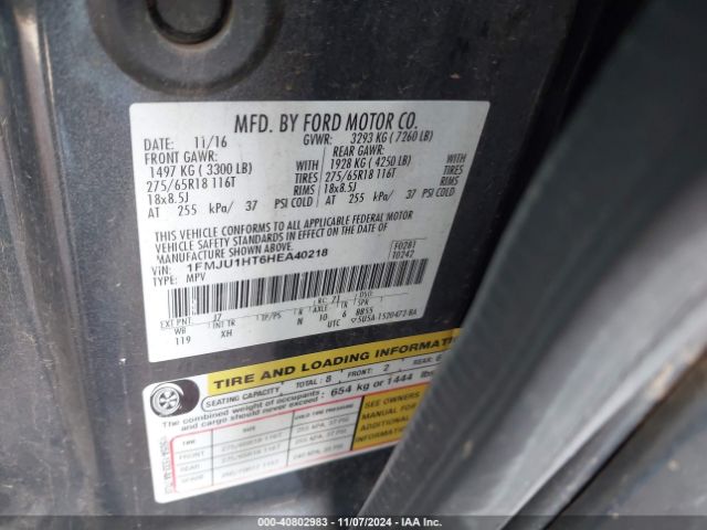 1FMJU1HT6HEA40218 Ford Expedition Xlt