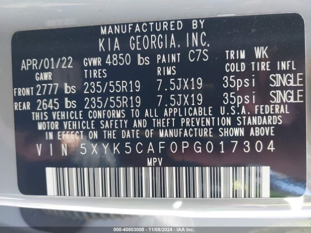 5XYK5CAF0PG017304 KIA Sportage Sx-prestige