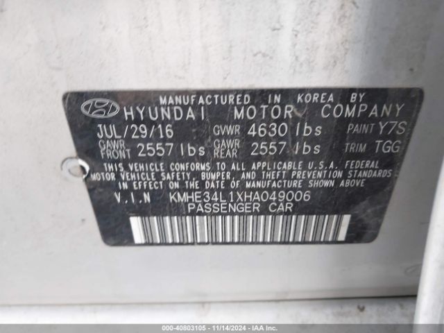 KMHE34L1XHA049006 Hyundai Sonata Hybrid Limited