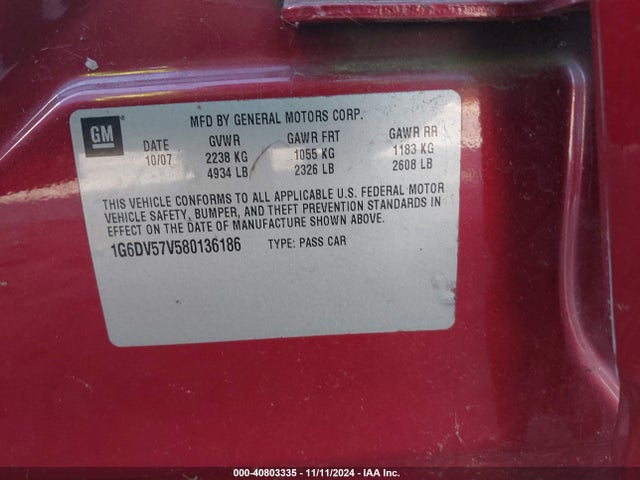 2008 CADILLAC CTS 1G6DV57V580136186 Photo 8