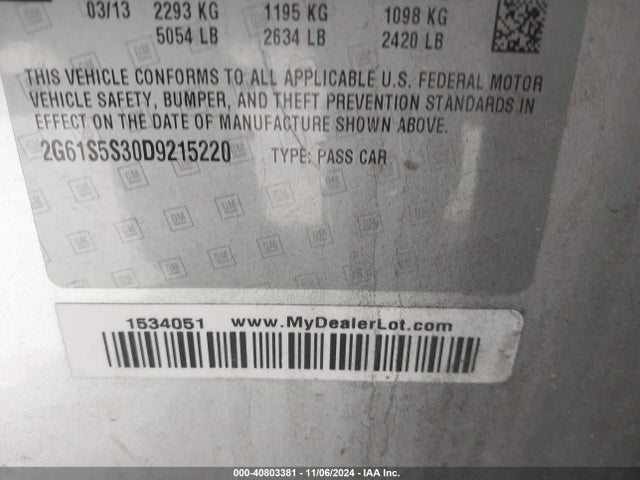 2013 CADILLAC XTS 2G61S5S30D9215220 Photo 8