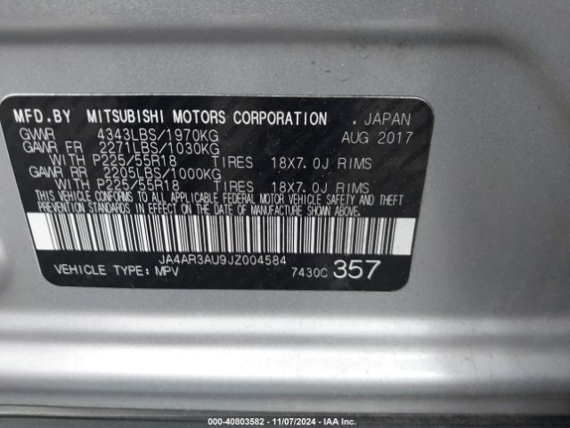 2018 MITSUBISHI OUTLANDER SPORT JA4AR3AU9JZ004584 Photo 8