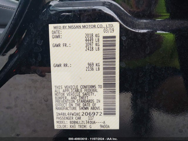 Nissan Altima 2.5 Platinum 2019 1N4BL4FW1KC206972 Image 9