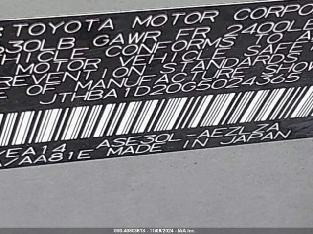 JTHBA1D20G5024365 Lexus IS 200T