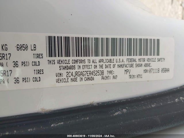 2C4JRGAG7ER452538 RAM Cargo Tradesman